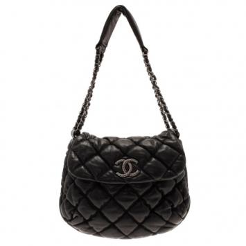 Chanel Black Quilted Bubble Large Flap Bag