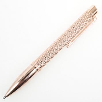 Pre Owned Regnier Steel Plated Gold Tone Diamond Patterned Pen