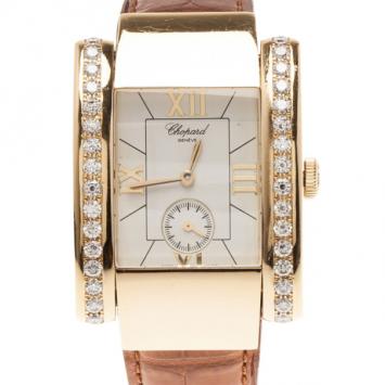 Chopard White 18K Yellow Gold La Strada Women's Wristwatch 32MM