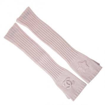 Chanel Light Pink Cashmere Fingerless Elbow Gloves