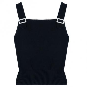 Chanel Black Sleeveless Buckle Top S