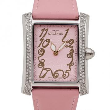 AquaMarin Harmonie Diamond SS Leather Womens Watch 34 MM