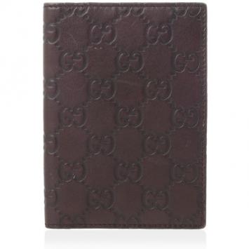Pre Owned Gucci Brown Guccissima Leather Passport Case