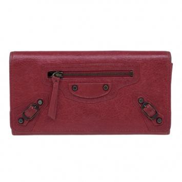 Balenciaga Red Leather Classic Money Wallet