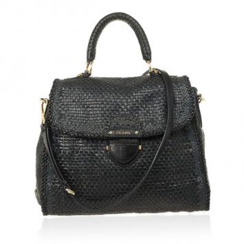 Prada Limited Edition Madras Woven Flap Top Satchel