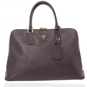 Prada Dark Purple Promenade Lux Saffiano Tote