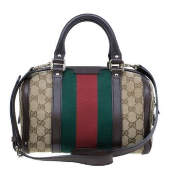 Gucci GG Canvas Web Detail Original Boston Bag