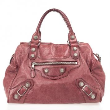 Balenciaga Pink Lambskin Leather Giant 12 Silver Town Bag