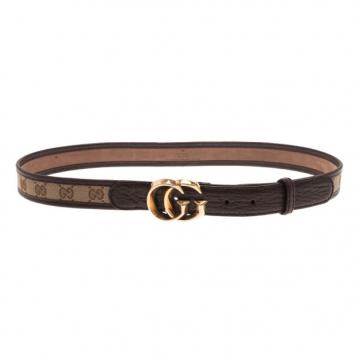 Gucci Guccissima Canvas and Leather GG Buckle Belt 90CM