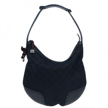 Pre Owned Gucci Black GG Canvas Princy Hobo