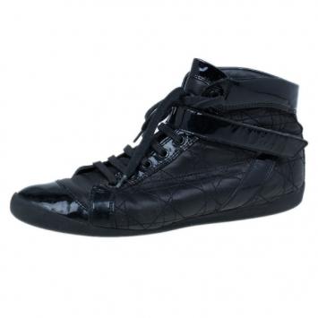 Dior Black Leather High Top Sneakers Size 38.5