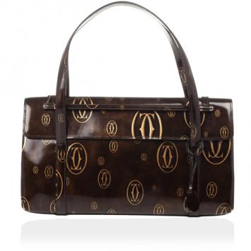 Cartier Brown Happy Birthday Cabochon Flap Bag