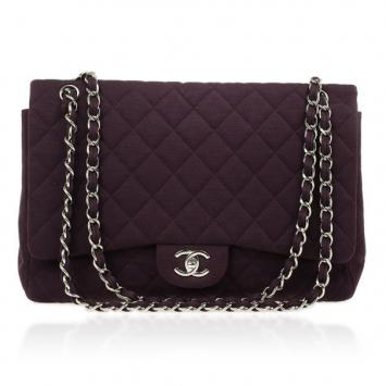 Chanel Purple Jersey Maxi Classic Flap Bag