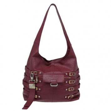 Jimmy Choo Red Leather Snakeskin Bardia Hobo