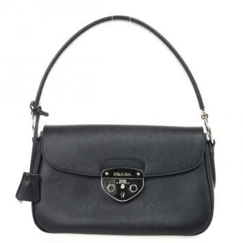 Prada Black Saffiano Leather Small Shoulder Bag  
