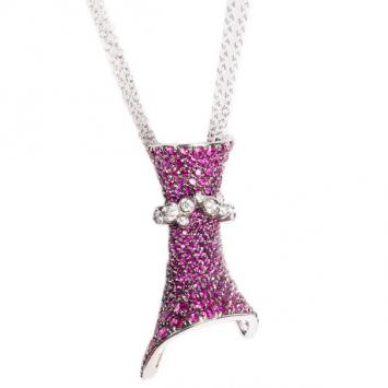 Stefan Hafner Fancy Rubies and Diamonds 18K White Gold Necklace