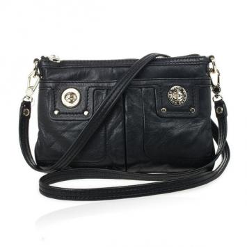 Marc by Marc Jacobs Black Leather Totally Turnlock Percy Crossbody Clutch