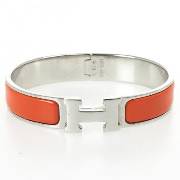 Hermes Orange Enamel Clic H Bracelet
