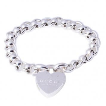 Gucci Silver Heart Lock Bracelet