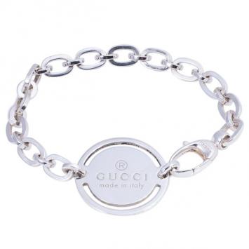 Gucci Silver Bracelet with Round Tag 18.5CM