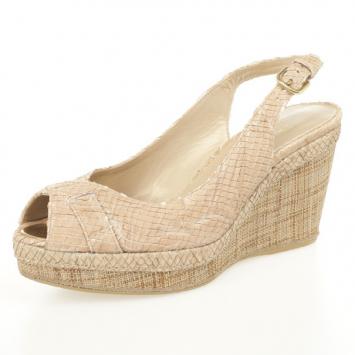 Stuart Weitzman Beige Snake Embossed Capexcise Slingback Wedges Sandals Size 39