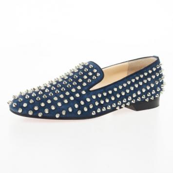 Christian Louboutin Blue Suede Rolling Spike Shoes Size 39
