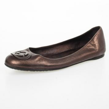 Gucci GG Logo Metallic Royal Ballet Flats Size 39