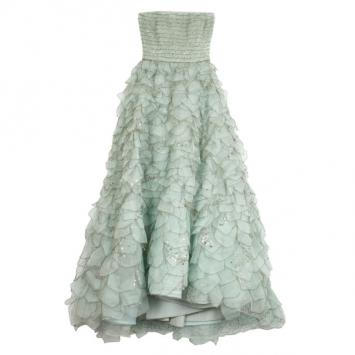Oscar De La Renta Blue Sequined Silk Resort 2012 Evening Gown S