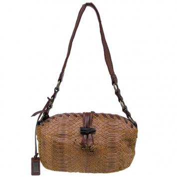 Dolce and Gabbana Brown Python Shoulder Bag