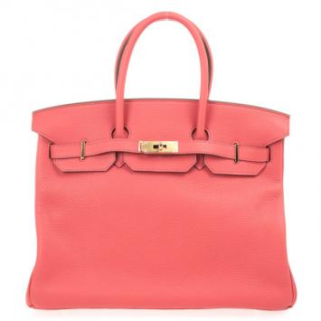 Hermes Rose Jaipur Clemence Birkin Bag 35 CM