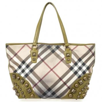 Burberry Nova Check Studded Nickie Tote