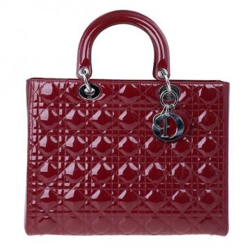 Dior Red Patent Leather Large Lady Dior