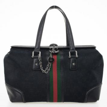 Gucci Black Monogram Treasure Boston Bag