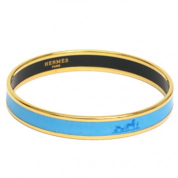 Hermes Printed Blue Enamel Gold-Plated Bracelet 20CM