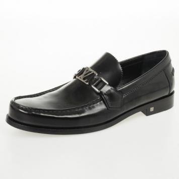 Pre Owned Louis Vuitton Black Leather Major Loafers Size 41