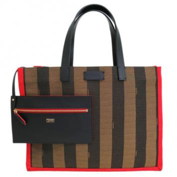 Fendi Brown Striped Pequin Tote
