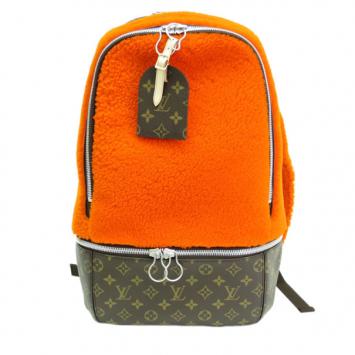Pre Owned Louis Vuitton Orange Monongram Fleece Celebrating Backpack