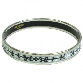 Hermes Narrow Printed Palladium-Plated Bracelet 21.5CM