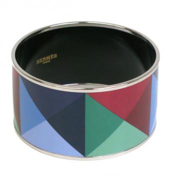 Hermes Extra Large Printed Enamel Palladium-Plated Bracelet 20