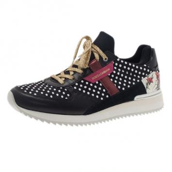 Dolce and Gabbana Black Polka Dot Sneakers Size 38