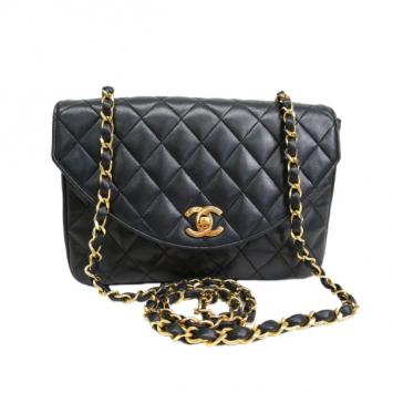 Chanel Black Lambskin Single Flap Shoulder Bag