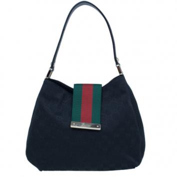 Gucci Black Canvas Ladies Web Pochette