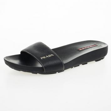 Prada Sport Black Flat Slides Size 37.5
