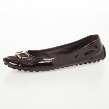 Louis Vuitton Amarante Patent Leather Oxford Ballet Flats Size 38.5