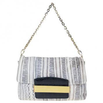 Jimmy Choo Cream Python Embossed Leather Chrissie Shoulder Bag