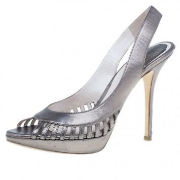Dior Bronze Metallic Leather Whisper Slingback Sandals Size 37