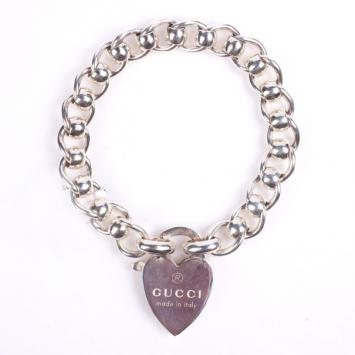 Gucci Silver Bracelet with Heart Lock