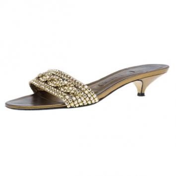 Gina Bronze Kitten Heel Slides Size 37.5