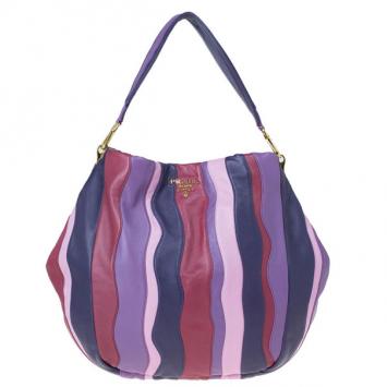 Prada Multicolor Nappa Leather Stripes Large Hobo