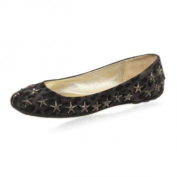 Jimmy Choo Anthracite Leopard Print Suede 'Western' Star Studded Flats Size 37